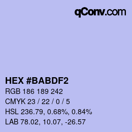 Color code: HEX #BABDF2 | qconv.com