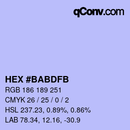 Color code: HEX #BABDFB | qconv.com