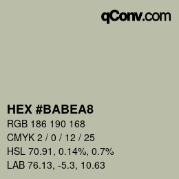 Color code: HEX #BABEA8 | qconv.com