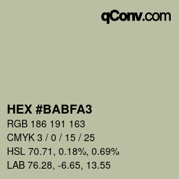 Color code: HEX #BABFA3 | qconv.com