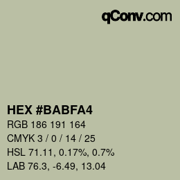 Color code: HEX #BABFA4 | qconv.com