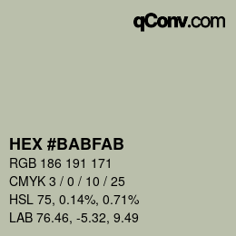 カラーコード: HEX #BABFAB | qconv.com