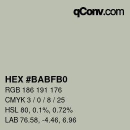 颜色代码: HEX #BABFB0 | qconv.com