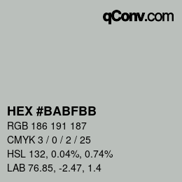 Farbcode: HEX #BABFBB | qconv.com
