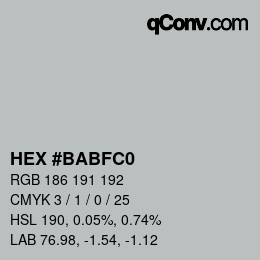 カラーコード: HEX #BABFC0 | qconv.com