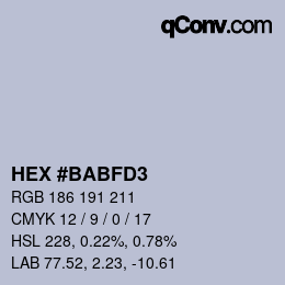 カラーコード: HEX #BABFD3 | qconv.com