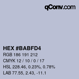 颜色代码: HEX #BABFD4 | qconv.com
