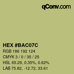 Color code: HEX #BAC07C | qconv.com