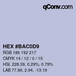 Farbcode: HEX #BAC0D9 | qconv.com