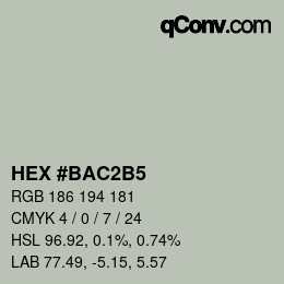 カラーコード: HEX #BAC2B5 | qconv.com