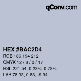 Color code: HEX #BAC2D4 | qconv.com