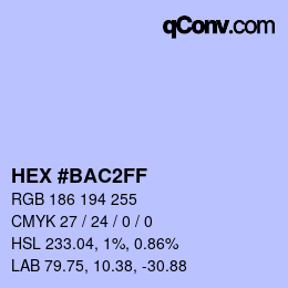 Color code: HEX #BAC2FF | qconv.com