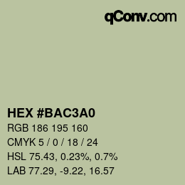 Color code: HEX #BAC3A0 | qconv.com
