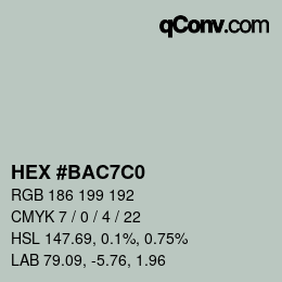 颜色代码: HEX #BAC7C0 | qconv.com