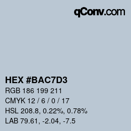 Farbcode: HEX #BAC7D3 | qconv.com