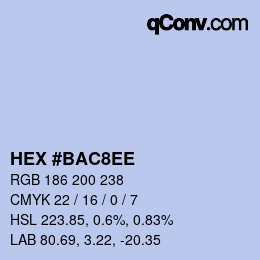 颜色代码: HEX #BAC8EE | qconv.com