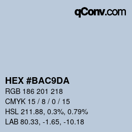 Farbcode: HEX #BAC9DA | qconv.com