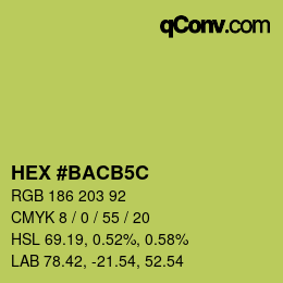 Color code: HEX #BACB5C | qconv.com