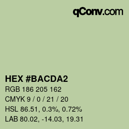 カラーコード: HEX #BACDA2 | qconv.com