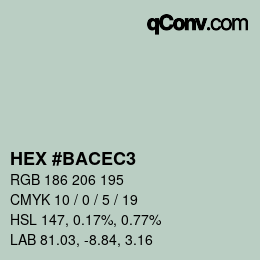 Color code: HEX #BACEC3 | qconv.com