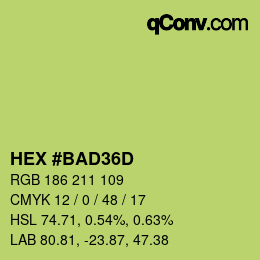 Farbcode: HEX #BAD36D | qconv.com