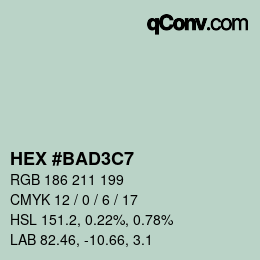 Color code: HEX #BAD3C7 | qconv.com