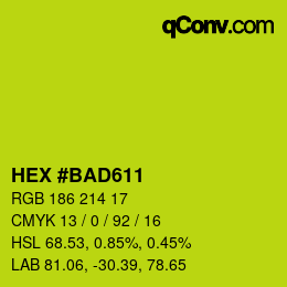 颜色代码: HEX #BAD611 | qconv.com