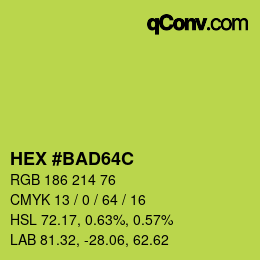 カラーコード: HEX #BAD64C | qconv.com