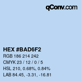 カラーコード: HEX #BAD6F2 | qconv.com
