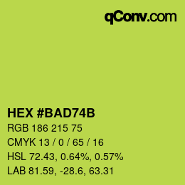 Color code: HEX #BAD74B | qconv.com