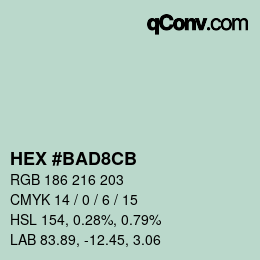 カラーコード: HEX #BAD8CB | qconv.com