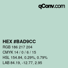 Farbcode: HEX #BAD9CC | qconv.com