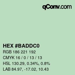 カラーコード: HEX #BADDC0 | qconv.com