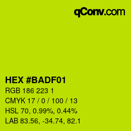 カラーコード: HEX #BADF01 | qconv.com