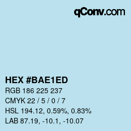 カラーコード: HEX #BAE1ED | qconv.com