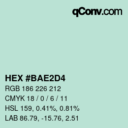 カラーコード: HEX #BAE2D4 | qconv.com
