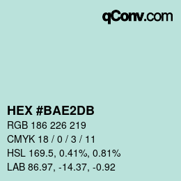 Color code: HEX #BAE2DB | qconv.com
