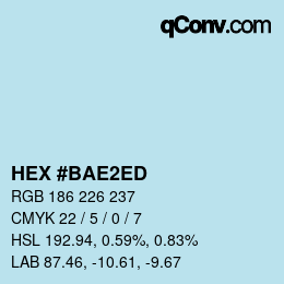 カラーコード: HEX #BAE2ED | qconv.com