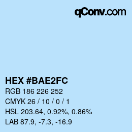 カラーコード: HEX #BAE2FC | qconv.com