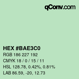 カラーコード: HEX #BAE3C0 | qconv.com