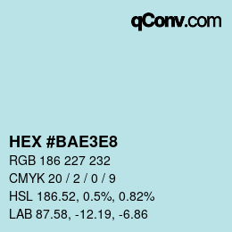 Color code: HEX #BAE3E8 | qconv.com