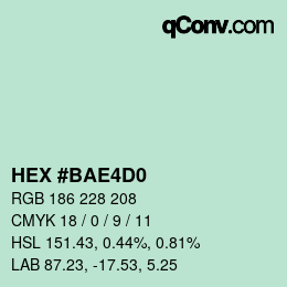 颜色代码: HEX #BAE4D0 | qconv.com