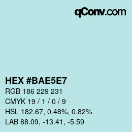 Code couleur: HEX #BAE5E7 | qconv.com