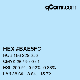 Color code: HEX #BAE5FC | qconv.com
