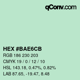 カラーコード: HEX #BAE6CB | qconv.com