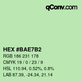 カラーコード: HEX #BAE7B2 | qconv.com