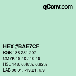 Color code: HEX #BAE7CF | qconv.com