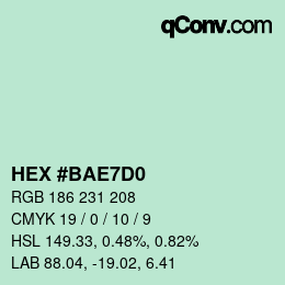 カラーコード: HEX #BAE7D0 | qconv.com