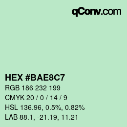 カラーコード: HEX #BAE8C7 | qconv.com