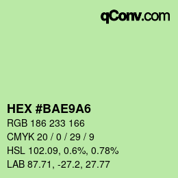 Color code: HEX #BAE9A6 | qconv.com